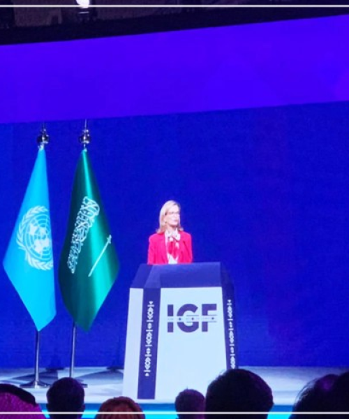 The secretary general of  ITU, Doreen Bogdan-Martin, while her address